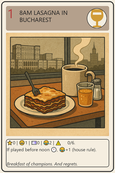 8am Lasagna in Bucharest